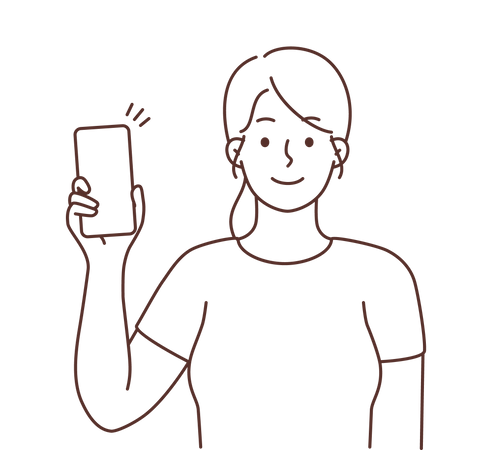 Junge Frau zeigt Handy  Illustration