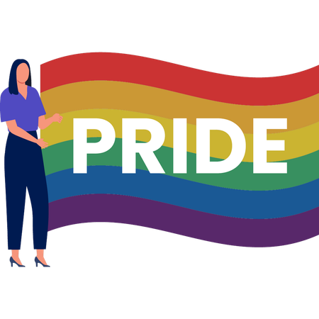 Junge Frau zeigt Pride Day-Flagge  Illustration