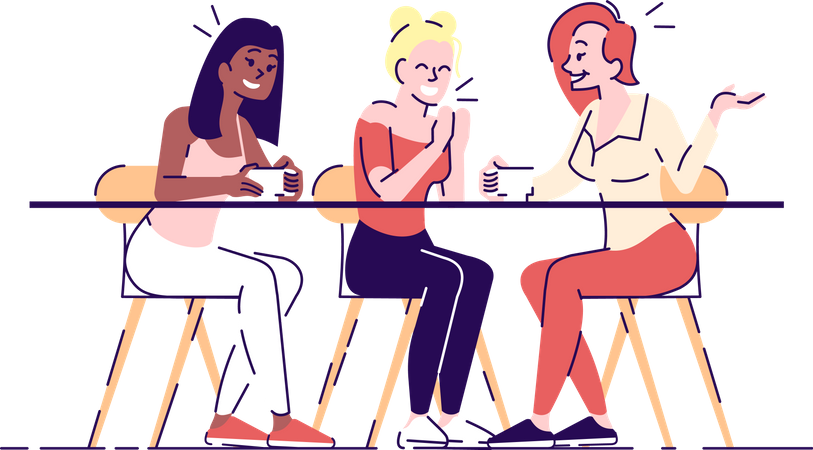 Junge Frauen trinken Kaffee  Illustration