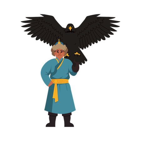 Junge führt Vogelritual durch  Illustration