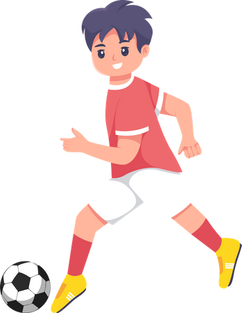 Junge Fußballspieler kickt Fußball  Illustration