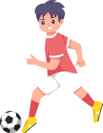 Junge Fußballspieler kickt Fußball  Illustration