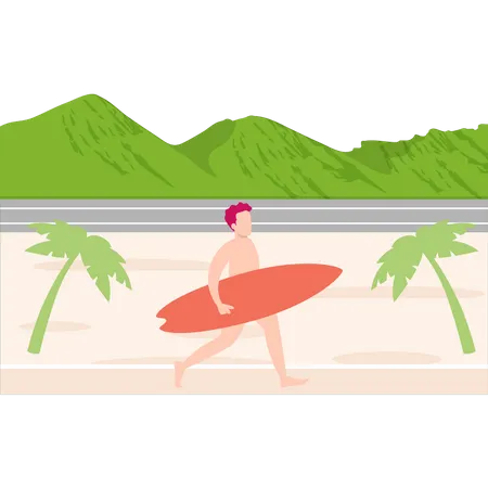 Junge geht surfen  Illustration