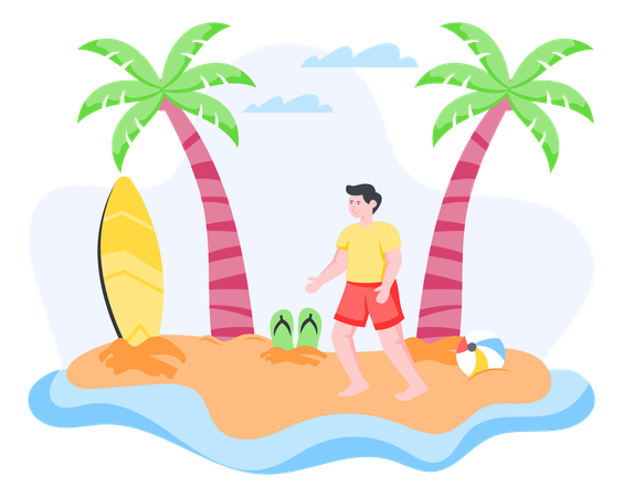 Junge genießt am Strand  Illustration