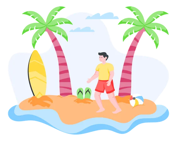 Junge genießt am Strand  Illustration