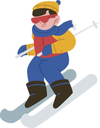 Junge genießt Eis-Skisport  Illustration