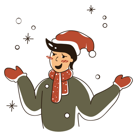 Junge genießt Schnee  Illustration