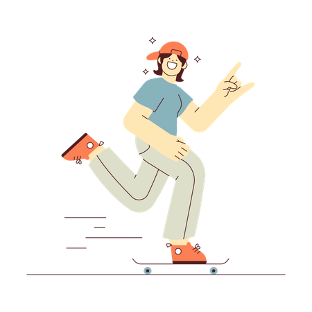Junge genießt Skateboard  Illustration