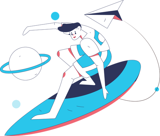 Junge genießt Surf-Fahrt  Illustration