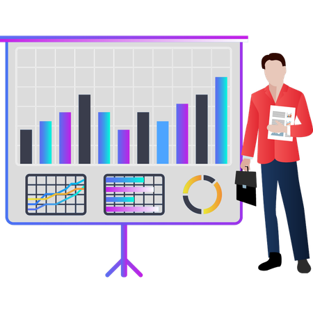 Junge präsentiert Diagramm  Illustration