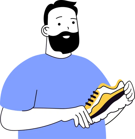 Junge gibt Informationen über Sportschuhe  Illustration