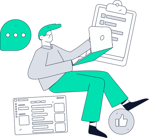 Junge gibt Online-Geschäftsbriefing  Illustration
