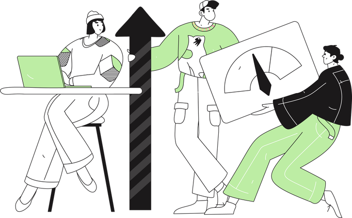 Junge gibt Online-Geschäftsbriefing  Illustration