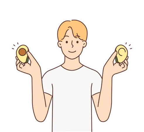 Junge der avocado hält  Illustration