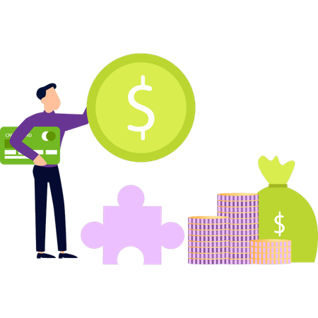 Junge hält eine Dollarmünze  Illustration