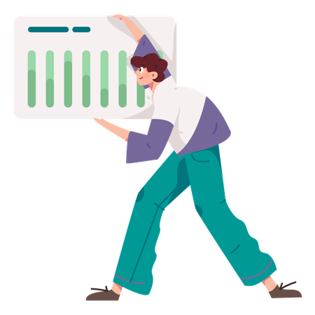 Junge hält Geschäftsdiagramm  Illustration