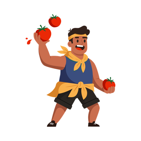 Junge hält heilige Fruchtopfer  Illustration