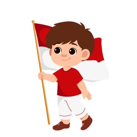 Junge hält indonesische Flagge  Illustration