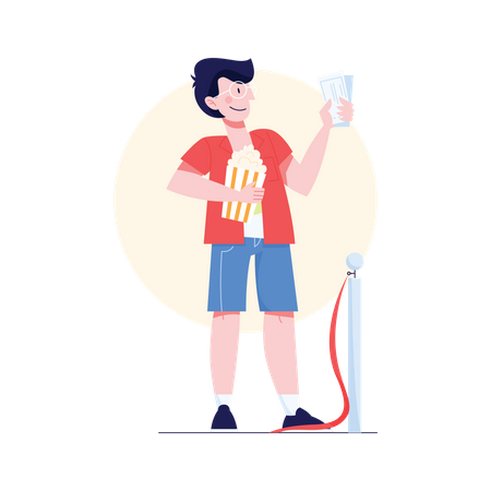 Junge der popcorn hält  Illustration