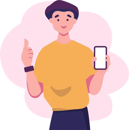 Junge mit Smartphone  Illustration