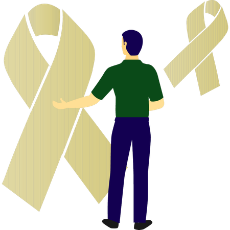 Junge hält Aids-Band  Illustration