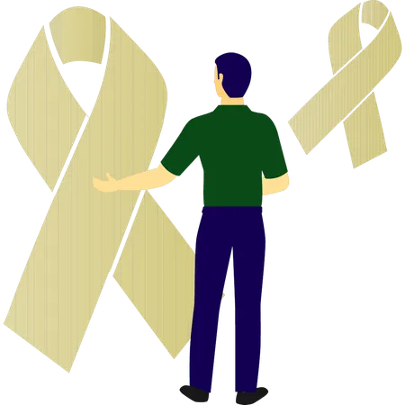 Junge hält Aids-Band  Illustration