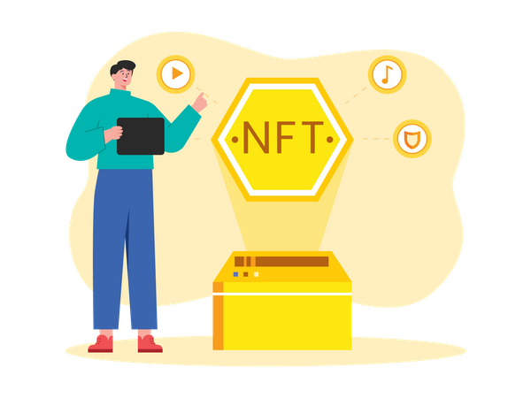 Junge handelt mit NFT  Illustration