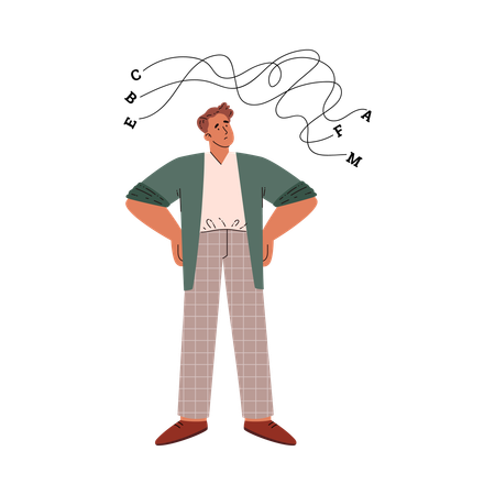 Junge hat Lernschwierigkeiten beim Lesen  Illustration