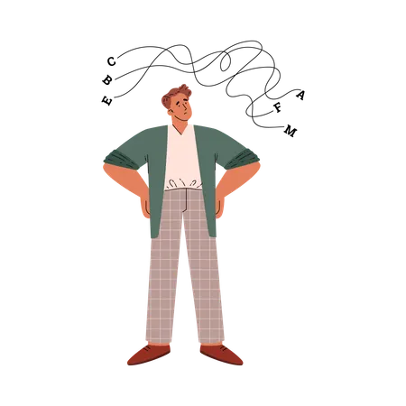 Junge hat Lernschwierigkeiten beim Lesen  Illustration
