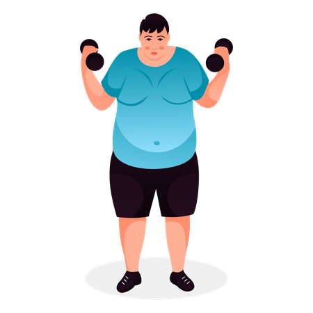Junge hebt Hantel im Fitnessstudio  Illustration