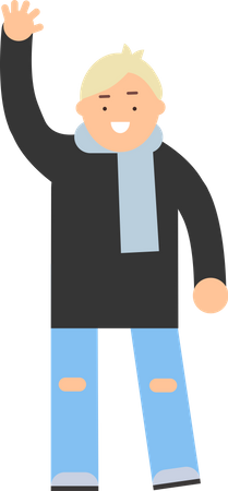 Junge hebt die Hand  Illustration