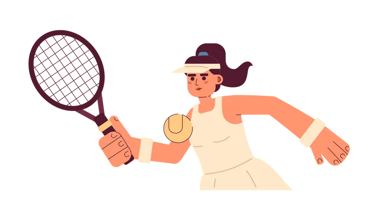 Junge hispanische Frau spielt Tennis  Illustration