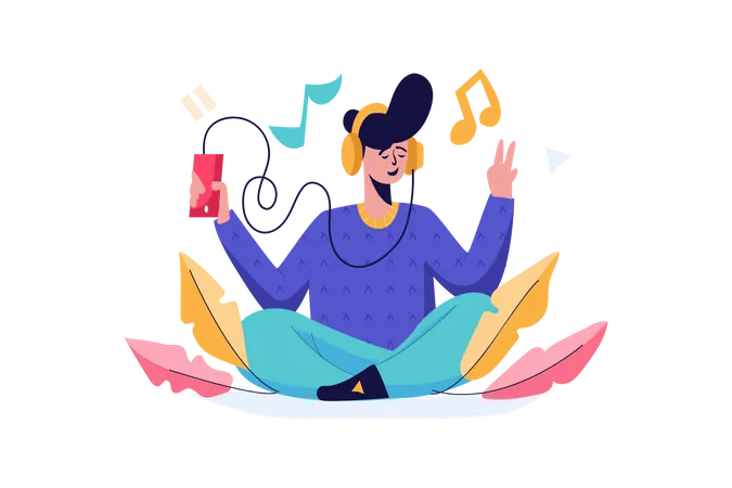 Junge hört Musik  Illustration