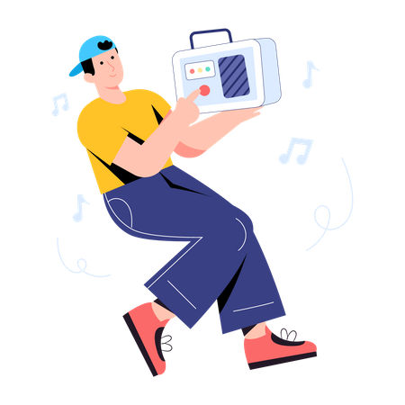 Junge hört Musik  Illustration
