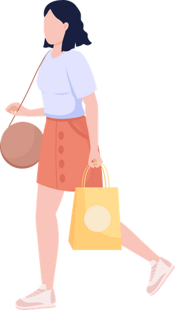 Junge hübsche Frau mit Boutique-Einkaufstasche  Illustration