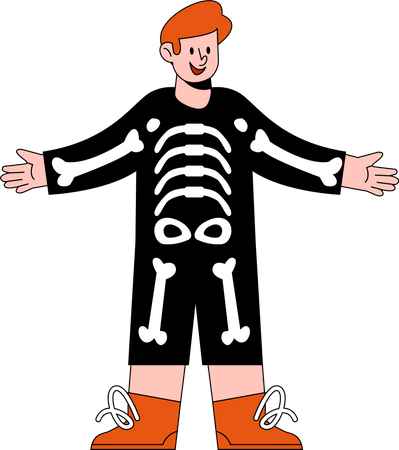 Junge im Skelettkostüm  Illustration