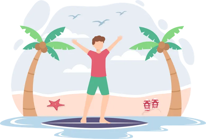 Junge im Urlaub  Illustration