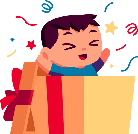 Junge in Geschenkbox  Illustration