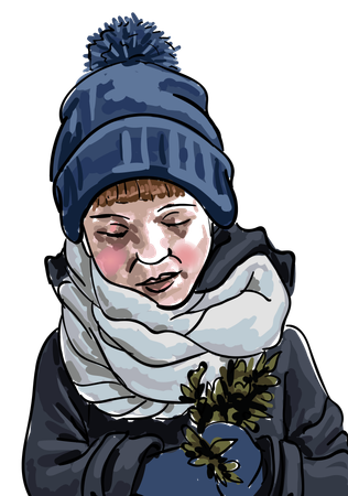 Junge in Winterkleidung  Illustration