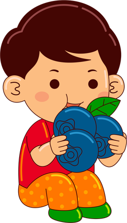 Junge isst Blaubeere  Illustration