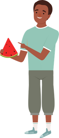 Junge der wassermelone isst  Illustration