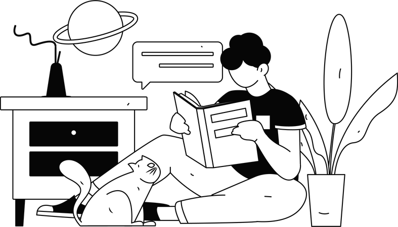 Junge ist damit beschäftigt, Buch zu lesen  Illustration