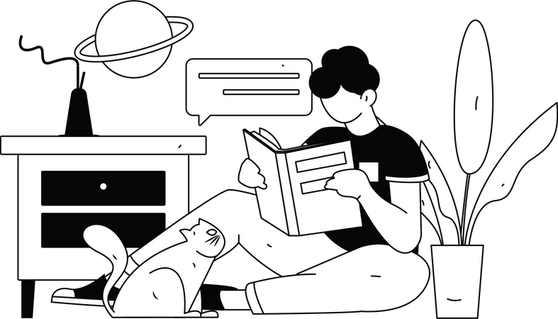 Junge ist damit beschäftigt, Buch zu lesen  Illustration