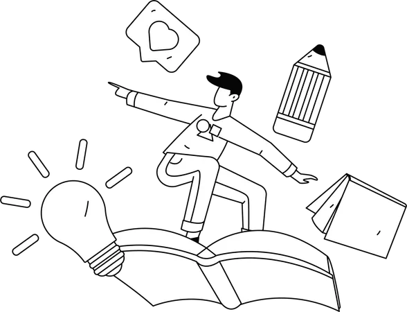 Junge ist damit beschäftigt, Buch zu lesen  Illustration