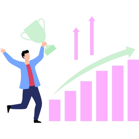 Junge ist im Geschäft erfolgreich  Illustration