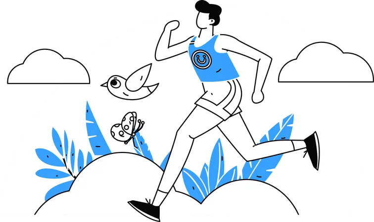 Junge joggt im Park  Illustration