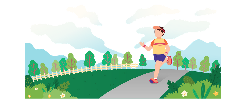 Junge joggt im Park  Illustration