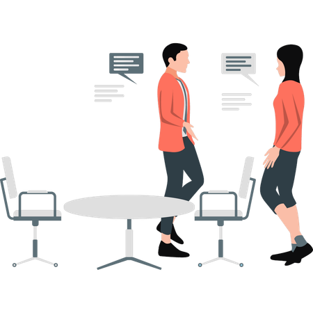 Junge Jungen und Mädchen diskutieren Geschäftsprojekt  Illustration