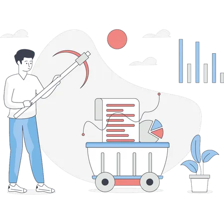 Junge kümmert sich um die Finanzverwaltung  Illustration