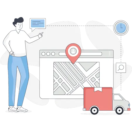 Junge lädt das Paket in den Turck  Illustration